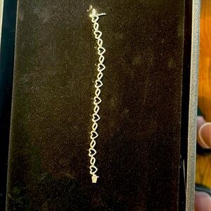 Silver and crystal heart bracelet